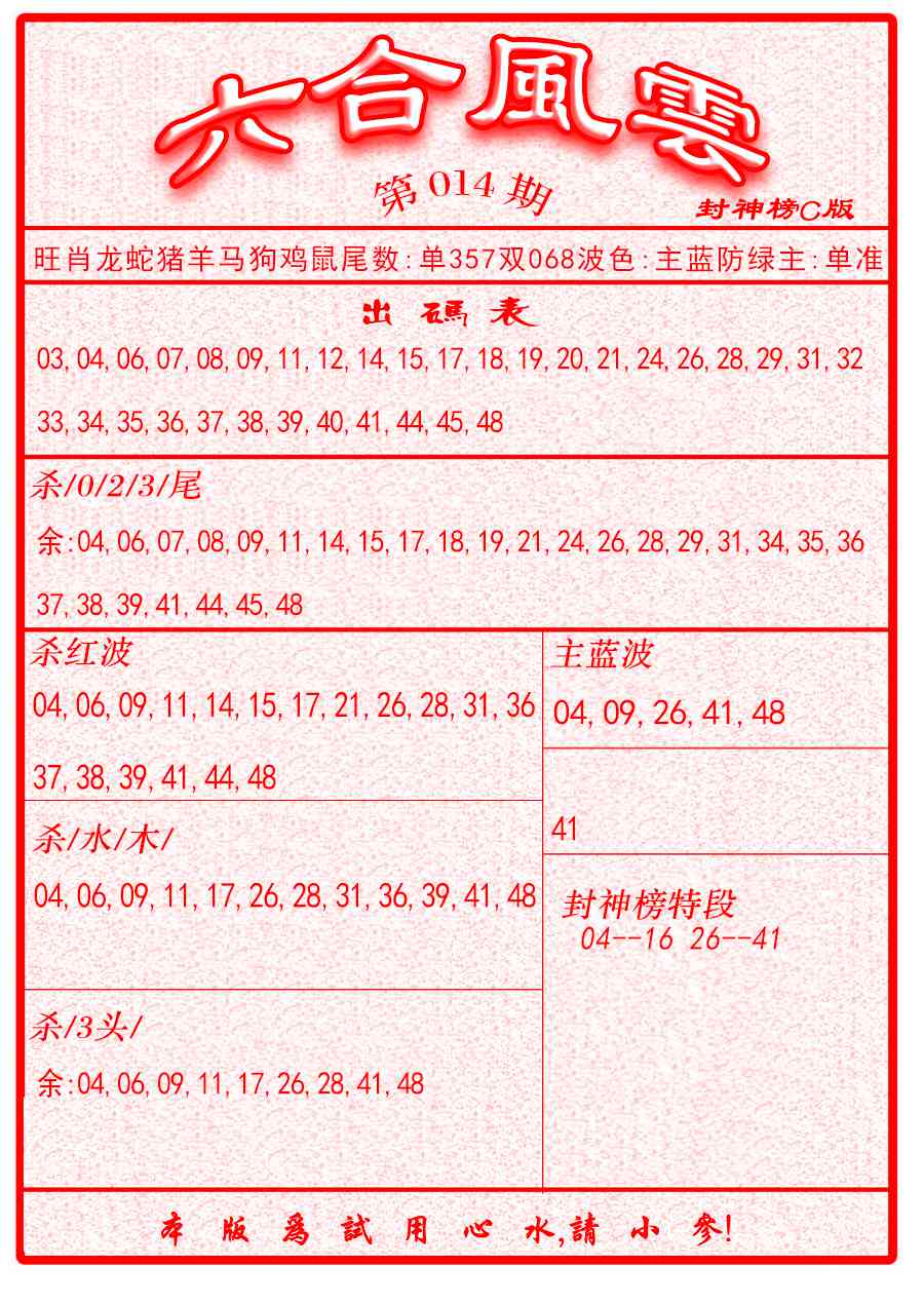 014期六合风云B面[图]